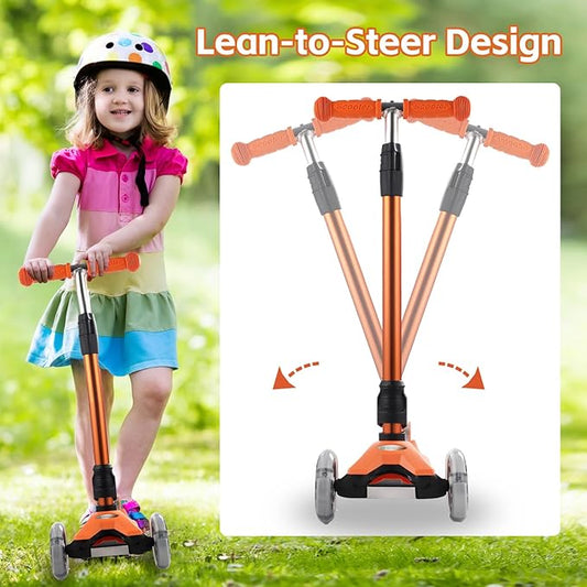 3 Wheel Scooter for Kids Ages 6-12,Kids Scooter with Light Up Wheels, Sturdy Deck Design, and 4 Height Adjustable Suitable for Kid Ages 3-12