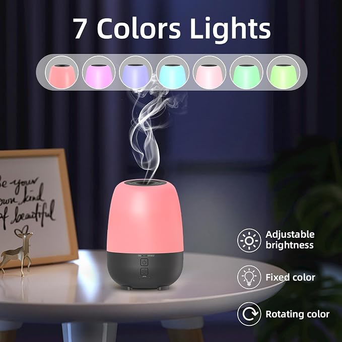 SEEDSEEL 150ML Cordless Essential Oil Diffuser, Built-in 6000mAH Rechargeable Battery, 7 Hours Run Time, 7 Colors LED Light, Portable Aromatherapy Diffuser