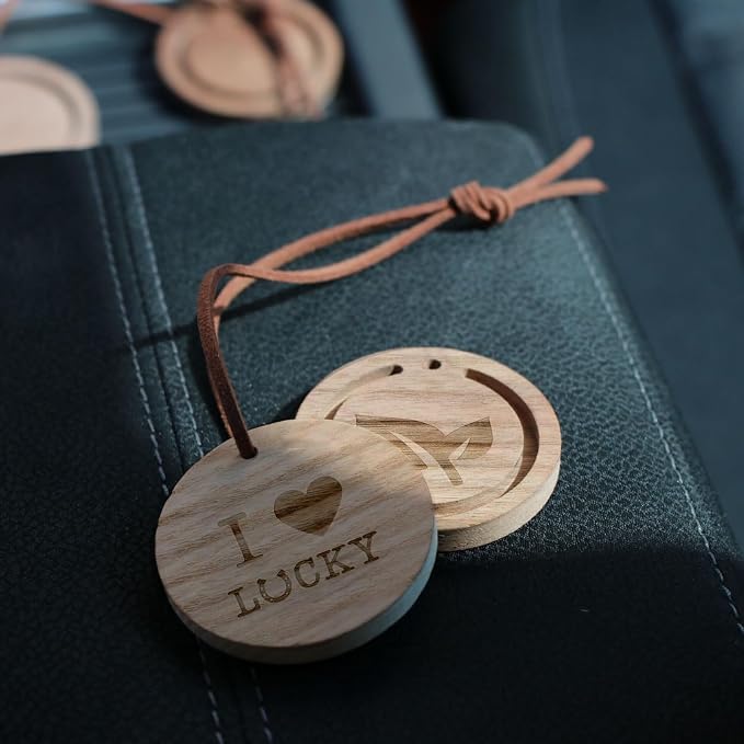 Lavender & Eucalyptus Essential Oils with Wood Car Diffuser | 100% Pure & Natural | Aromatherapy Set for Relaxation, Breathing, and Stress Relief | Hanging Diffuser with Leather Strap