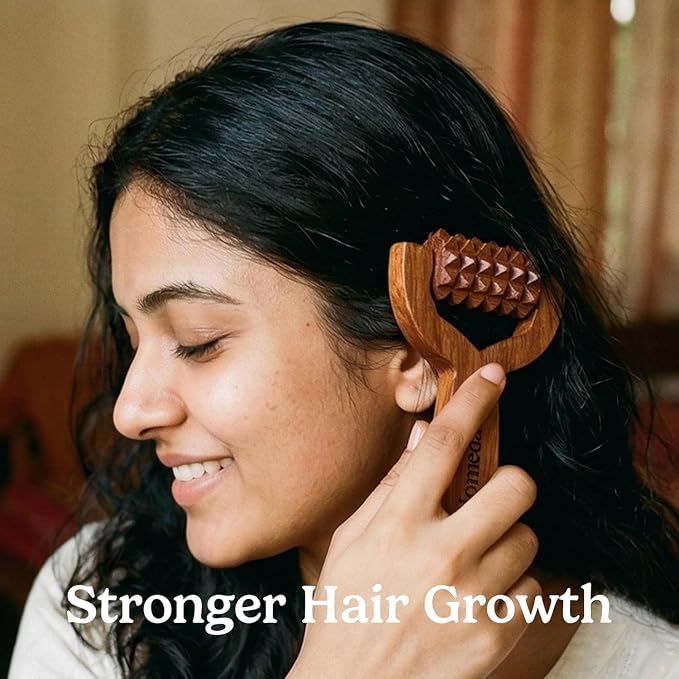 Wooden Scalp Massager Roller, Manual Head Massager Tool, Balayantra Wood Hair Scalp Roller, Handheld Wooden Massage Roller for Head, Grooming & Relaxing Self Care