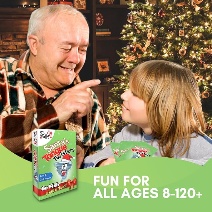 Really?! Santa’s Tongue Twisters Card Game, Christmas Games for Families, Fun Stocking Stuffer Idea, Holiday Party Game for Kids and Adults, Educational Gifts Under 10 Dollars