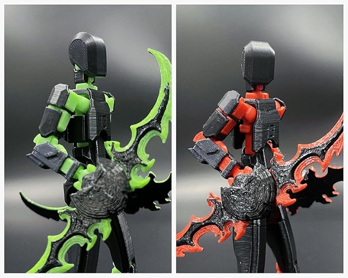 T13 New Action Figure Set (Assembly Completed), 3D Printed Multi-Jointed Movable Titan 13 Dummy Lucky 13 Mobile Robot, Nova 13 Action Figures Desktop Decorations for Game Lovers Toy (Black Red Green)