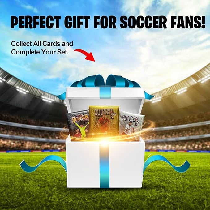 Soccer Trading Cards 2026-27 | 3 Packs - 33 Collectible Cards for Fans & Players Black, Gold & Silver Soccer Mystery Cards Packs Different Cards in Each Set - Try & Collect Them All