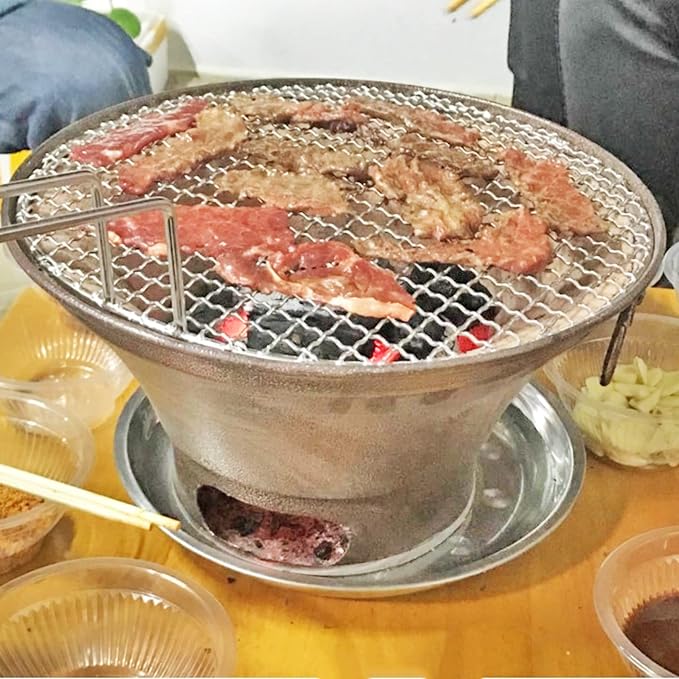 Stainless Steel Cross Wire Round Steaming Cooling Barbecue Racks with Handle for BBQ Korea Carbon Baking Net