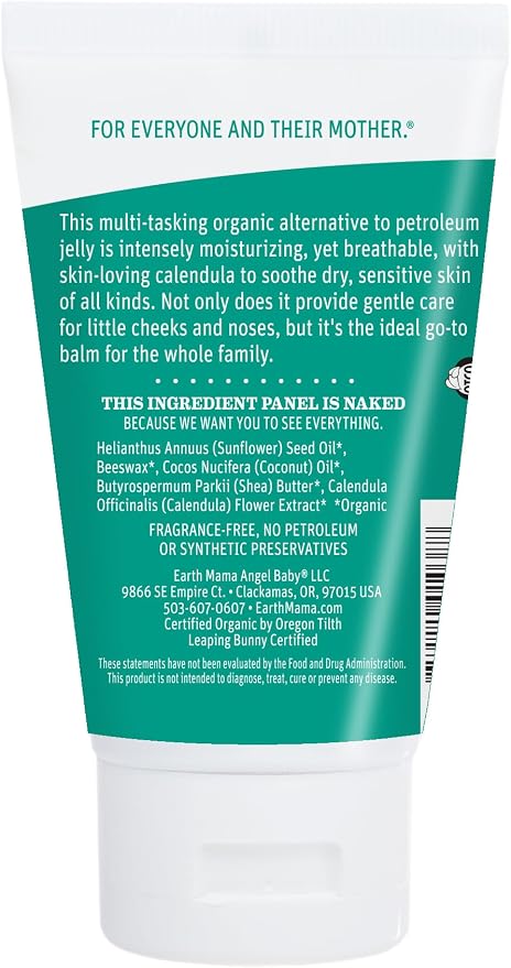 Earth Mama Organic Baby Face Nose & Cheek Balm | Moisturizer with Calendula Oil for Dry Skin Care, Natural Petroleum Jelly Alternative (2-Fluid Ounce)