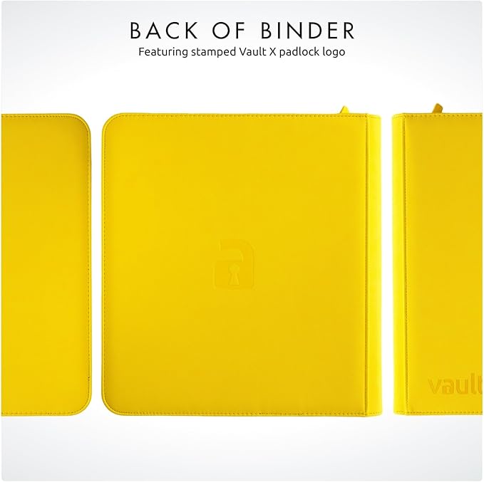 Vault X 12 Pocket Zip Binder, 480 Cards, Exo-Tec Material, 20 Side-Loading Pages (Yellow)