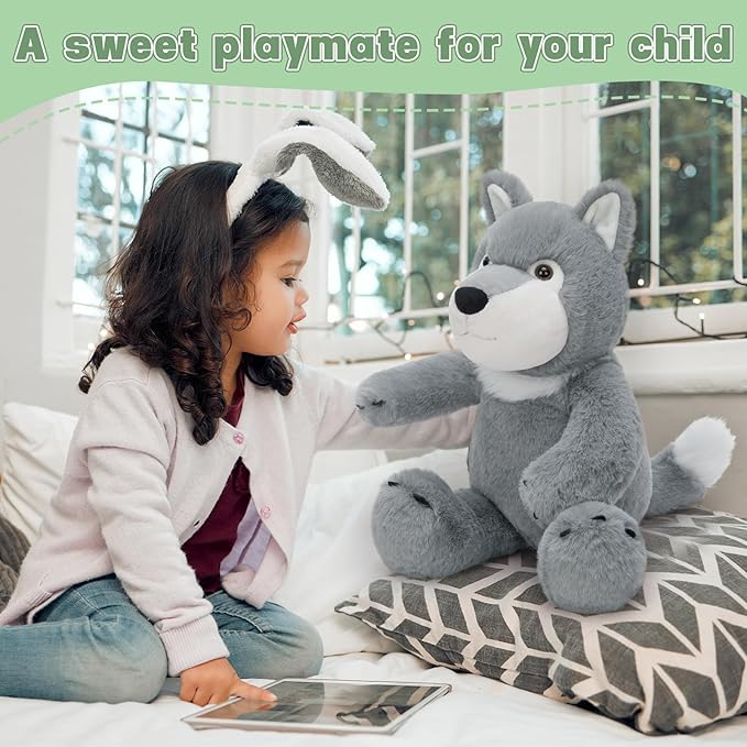 MaoGoLan Big Wolf Plush Toy 22'' Large Wolf Stuffed Animal Fluffy Wolves Stuffy for Kids Girls Boys Party Favors Christmas Valentine's Day Easter Birthday