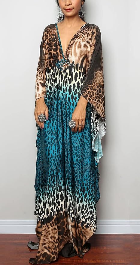 Venasha Womens Caftan Floral Print Kaftan Dress Short Sleeve Swimsuit Cover up Loungewear for Summer