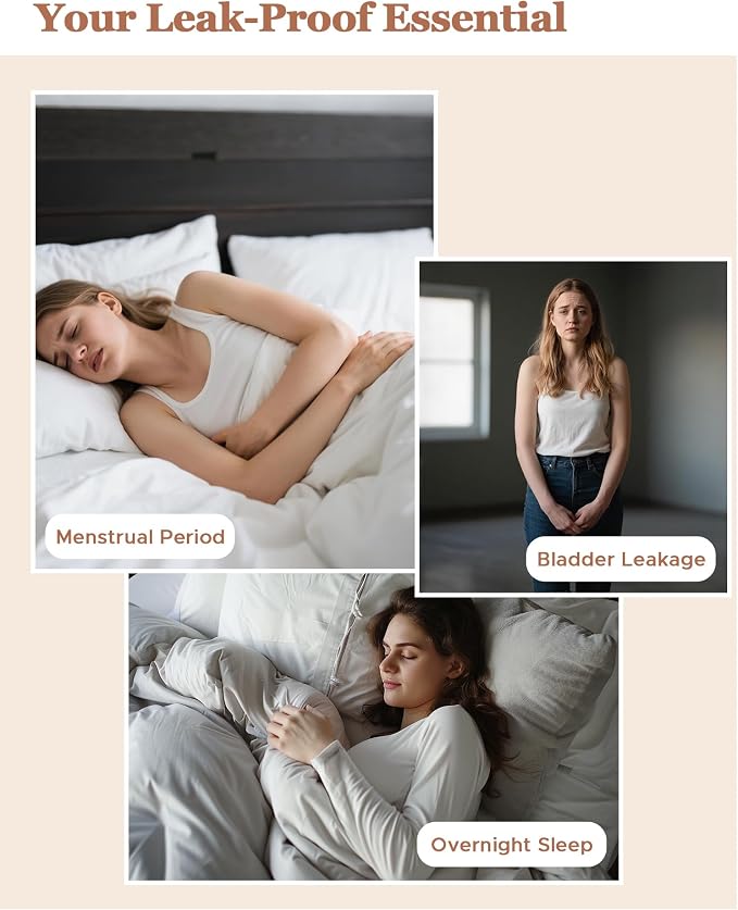 INNERSY Period Underwear for Women Teens Leak-Proof Menstrual Cotton Protective Hipster Panties 3-Pack