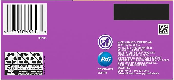 Tampax Radiant Tampons, with LeakGuard Braid, Super Plus Absorbency, Unscented, 28 Count, Packaging May Vary