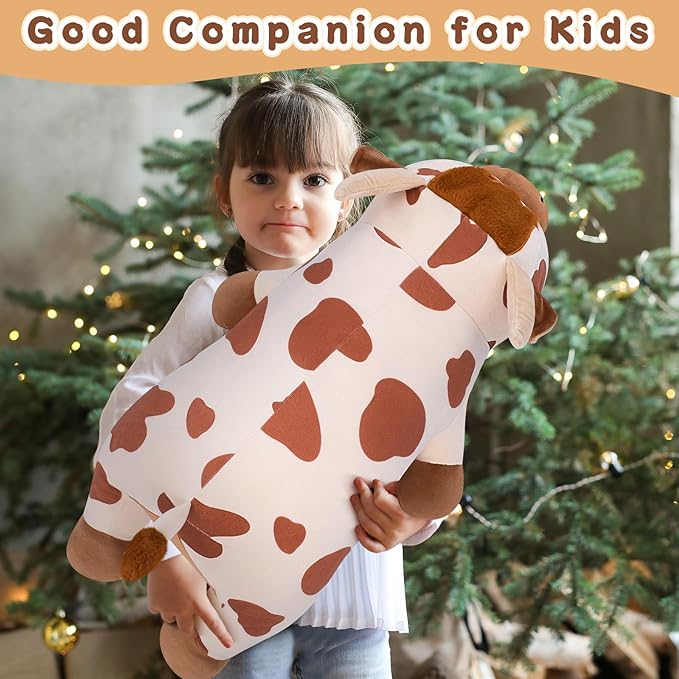 30'' Giant Spotted Highland Cow Plush Stuffed Animal-Cute Spotted Highland Cow Plush Body Pillow Plushies, Large Sleeping Cow Stuffed Animal Big Plushie Toy, Birthday Gifts for Kids Girls Boys
