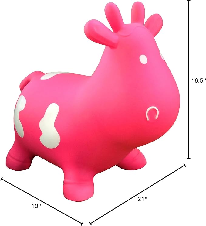 AppleRound Inflatable Ride-on Bouncy Animal Hopper – Horse, Cow or Unicorn – Kids Space Hopper Bouncer with Hand Pump – Jumping Toy for Indoor/Outdoor Play