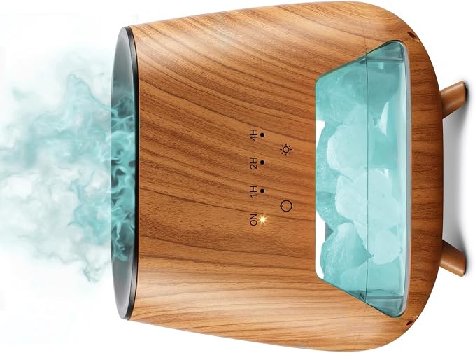 Aromatherapy Diffuser for Home, 1-in-1 Essential Oil Diffuser & Himalayan Salt Lamp, 200ml Cool Mist Aromatherapy Diffuser, 9-Color LED, Auto Off, Bedroom Office Yoga (Blue Light)