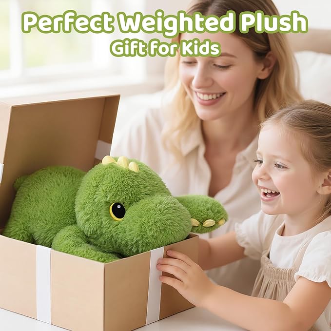 Weighted Stuffed Animals with Microwavable Heating Pad - 5lb Adjustable, Heatable & Coolable Dinosaur Plush for Relaxation, Removable Inner Pad, Plush Gift for Kids Adults (23 Inch)