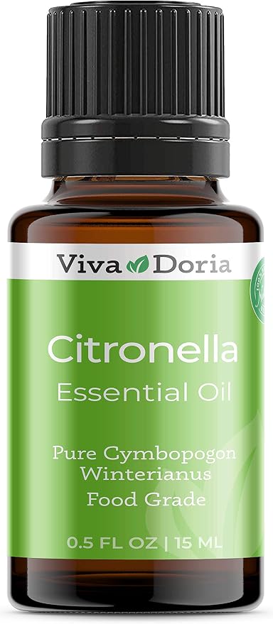 Viva Doria Citronella Essential Oil, 100% Pure, Natural Citronella Essential Oil, Undiluted, for Aromatherapy | Food Grade, 15 mL (0.5 Fluid Ounce)