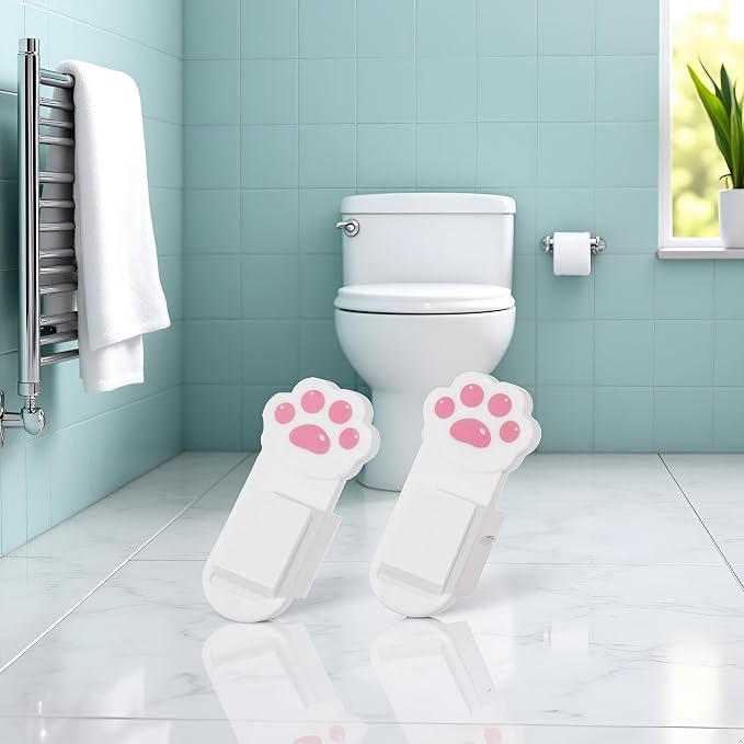 2Pcs White Cute Toilet Seat Lifter Cartoon Lovely Cat Paw Toilet Lid Lifter Toilet Seat Handle Seat Cover Lifter Avoid Touching Toilet Seat Lid Toilet Seats