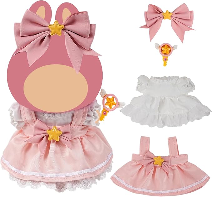 17cm Doll Clothes,6.7 Inches(15-17cm ) Cute Clothes Suitable for Dolls Accessories, 4-Piece Clothes for Dolls Outfit (NO Doll) (Pink Princess)