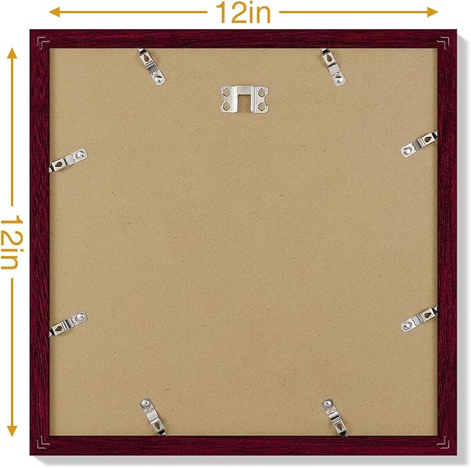 Vittanly 12x12 Picture Frames Set of 9 for Wall Mounting, Cherry Red | Display Pictures 8x8 with Mat or 12x12 without Mat for Wall Mounting, Square Photo Frames for Home Decor, Engineered Wood