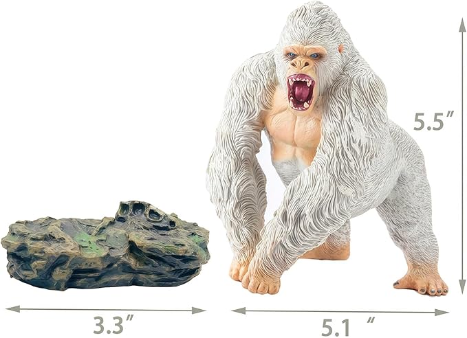 Gorilla Toys with Realistic Rock Action Figure Rampage Gorilla Fight Mode Gorilla Ape Solid Wild Animal Figurines for Role Playing Story Telling Toy and Christmas Birthday Gift for Kids