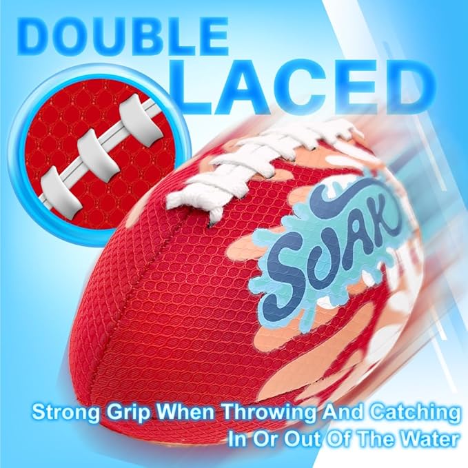 SOAK 9-Inch Waterproof Pool Football for Kids & Adults - Beach Football for Swimming Pool, Lake, Outdoor Games