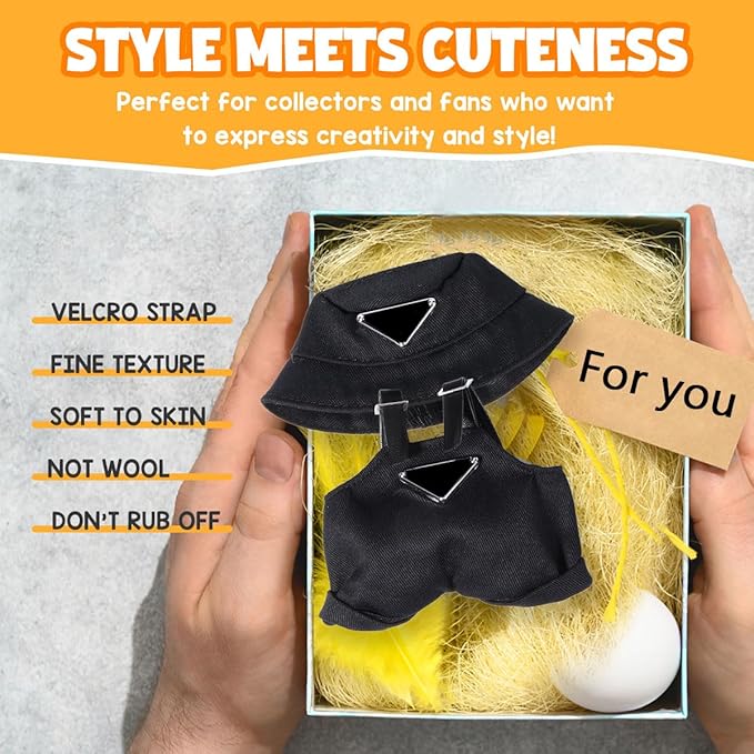 AICase for 17cm Doll Clothes/Outfit,Clothes Set for 17cm Doll,2 Piece Set Hat Clothing,Boys and Girls Stylish Adorable Dolls Clothes Accessories_Black