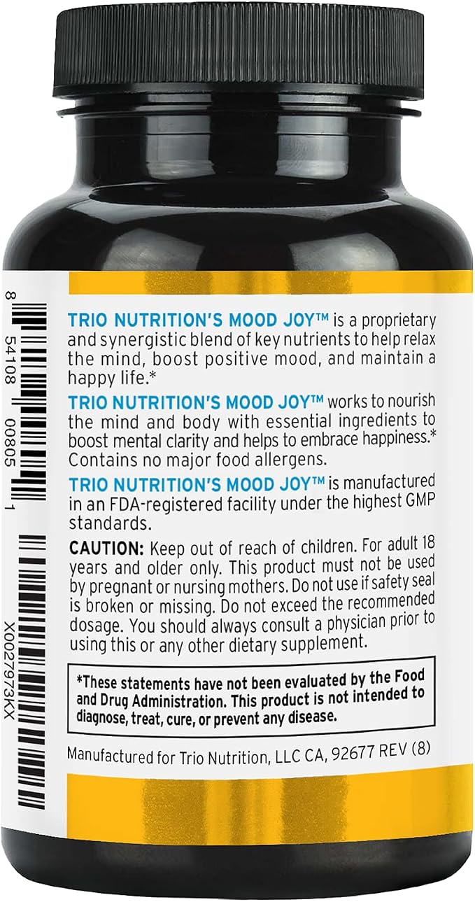 Trio Mood Joy | Premium 5-HTP, St Johns Wort, Ashwagandha & Turmeric | Ashwagandha Capsules to Promote Natural Calm & Relaxed Mood | Mood Support Supplement | 60 Day Supply*