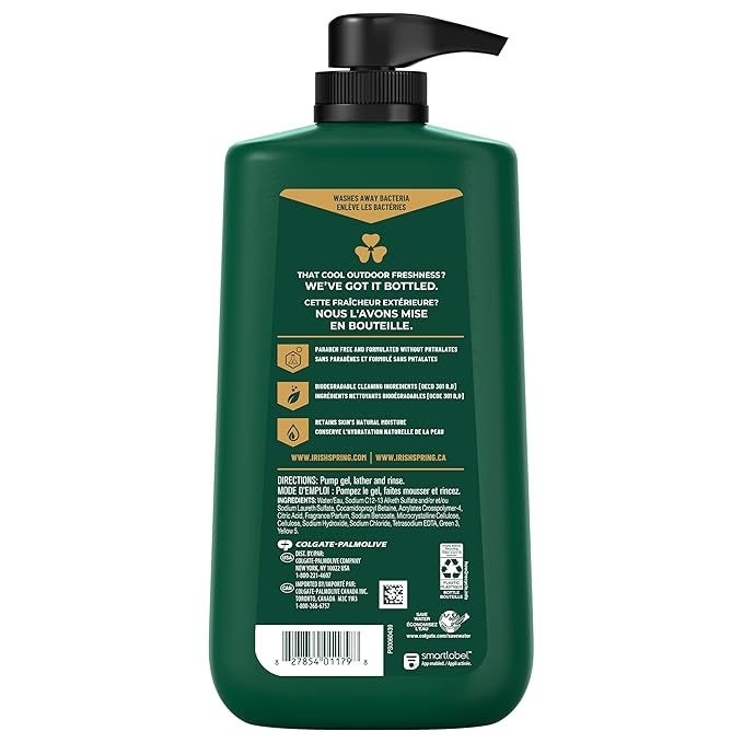 Irish Spring Active Scrub Exfoliating Body Wash for Men, 24-Hour Fresh, Biodegradable Ingredients, Paraben Free, Cool Fresh Scent, 30 fl oz Pump Bottle (Pack of 2)