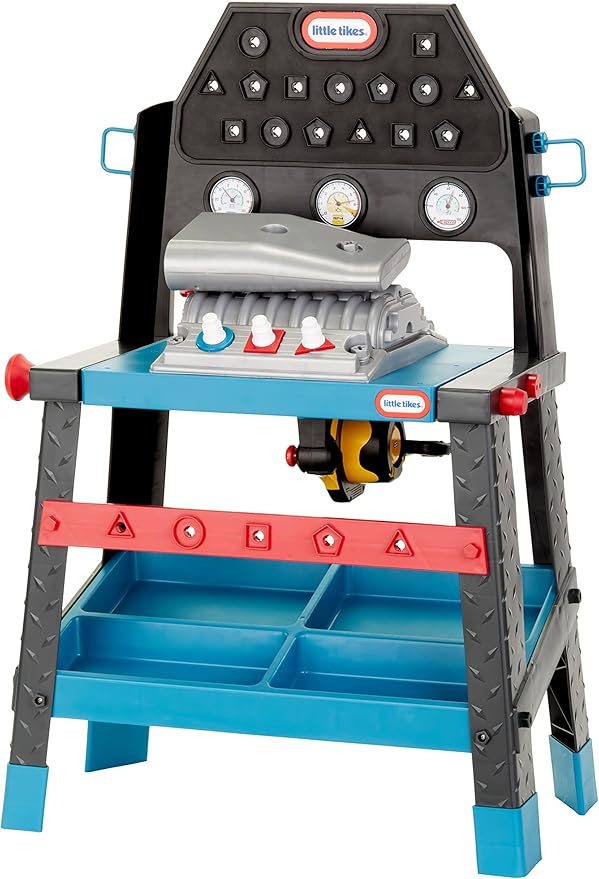 Little Tikes 2-in-1 Buildin' to Learn Motor/Wood Shop Auto and Wood Workshop with 50+ Realistic Accessories Kids 3+