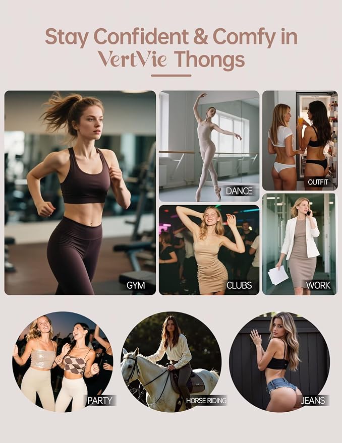 Vertvie Seamless Thongs for Women No Show Thong Panty Liners Invisible Workout Panties Sexy Breathable G-String Underwear