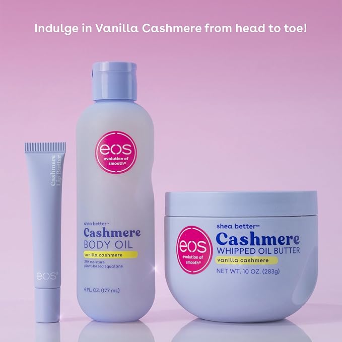 Bundle of eos Cashmere Body Wash – Vanilla Cashmere, Moisturizing Body Wash, 16 fl oz + eos Cashmere Oil, Vanilla, 24 Hour Moisture, Plant-Based Squalane to Soothe, Soften and Smooth Dry Skin, 6 fl oz