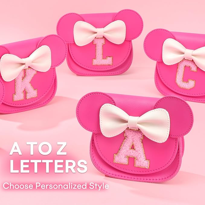 mibasies Toddler Purse Girl Gifts: Girls Birthday Gifts for 3-8 - Toys for Ages 2-4 Girls Mouse Ears Purse, Hot Pink, Letter M