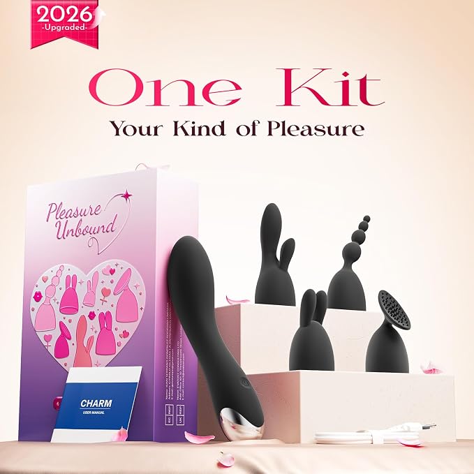 MOOLIGIRL Dildo Vibrator Kits, Women Sex Toys Adult Toy APP Control 20 Modes with 4 Replacement Silicone Heads for Solo and Couples, IPX6 G Spot Vibrators for Clitoral Nipple and S&M Floggers Black