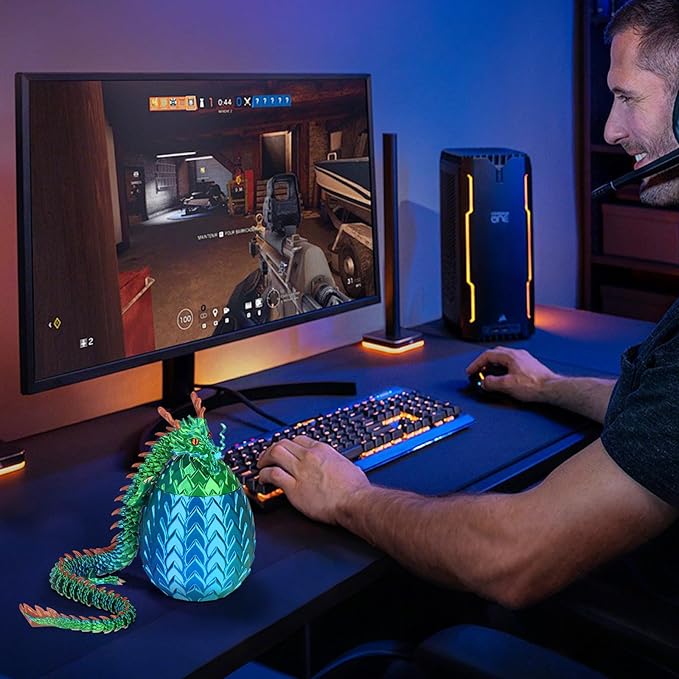 17.8-inch 3D Printed Dragon Eggs, Glow in The Dark Fidget Toys for Kids & Adults, for Home Office Desk Decor (Dragon God)