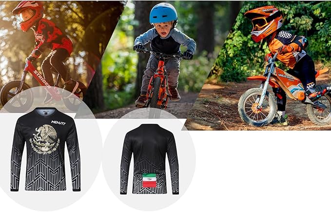 Kids Cycling Jersey Downhill Shirts for Girls Boys Clothing Long Sleeve Powersports Bike Child Mexico Bicycle MTB Tops
