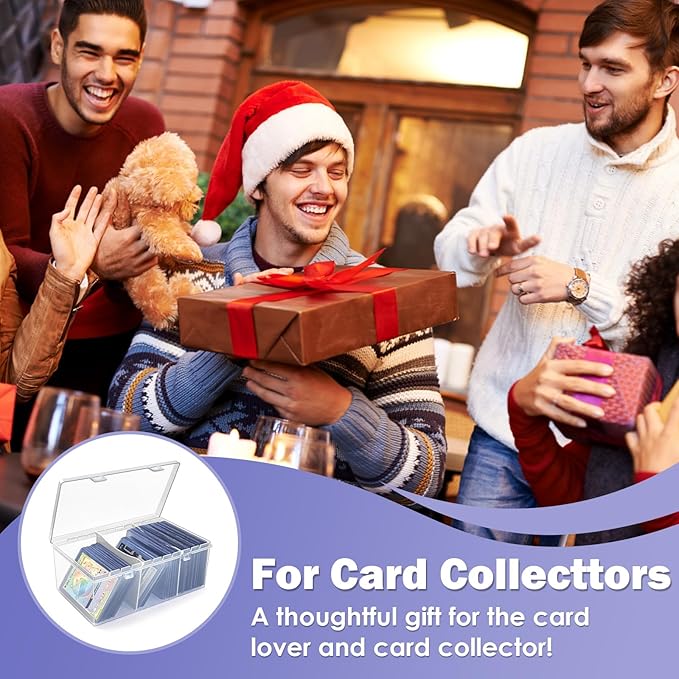 Trading Card Storage Box with 2 Dividers,Toploads Storage Box Plastic Baseball Card Storage Box for 500+ Sports Cards 100+ Top Loads for MTG Magic TCG Yugioh Playing Card Case Holder (1 Pack)