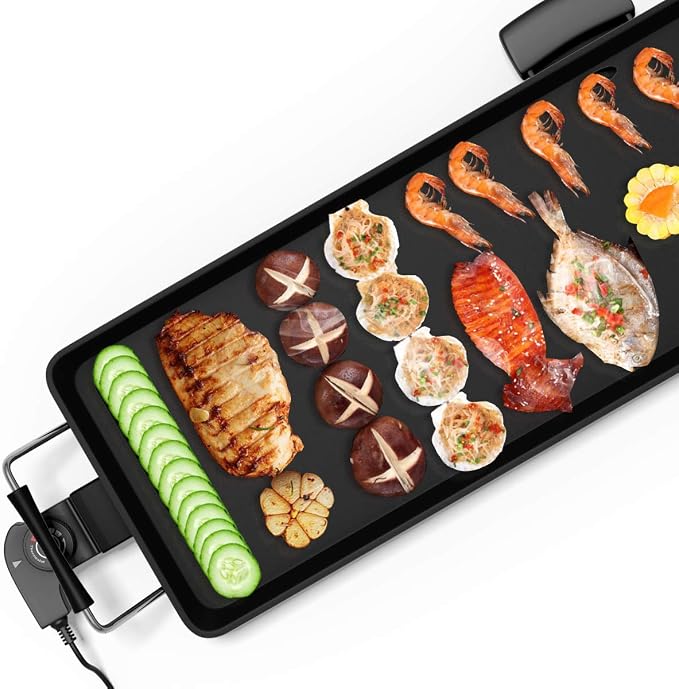 Costzon 35" Electric Griddle, 2000W Nonstick Extra Large Griddle, Long Table Top Grill w/5-Level Temp & Drip Tray, Indoor Outdoor Cooking Plates Teppanyaki Grill for Pancake, BBQ, Camping Gatherings