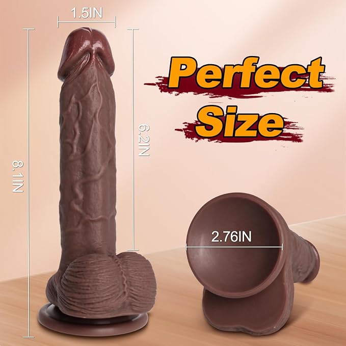 Realistic Dildo Ideal for Beginners Silicone Design with Powerful Suction Cup for Hands-Free G-spot and Anal Pleasure Authentic G-spot Stimulation Anal Toy for Women and Couples 7.7 inches (Brown)