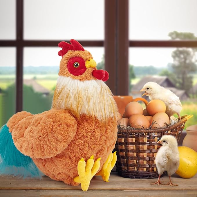 Tezituor 18 Inch Big Chicken Stuffed Animal, Cuddly Realistic Chicken Plush Toy, Gaint Rooster Stuffed Animals,Soft Stuffed Farm Plushie Kids Girls Boys Christmas, Easter, Birthday, Party Decor