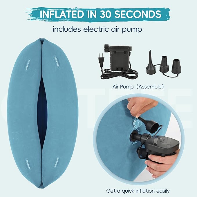 OUTREE Sensory Chair for Kids,60" Includes Electric Air Pump,Inflatable Sensory pod for Children,Sensory Toys for Kids with Autism,Sensory Peapod,Light Blue