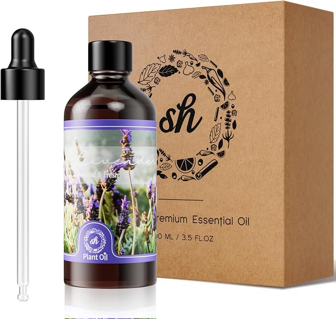 Lavender Essential Oil with Glass Dropper,Fragrance Oils for Aromatherapy | Pure Essential Oils for Diffusers for Home, Perfect for Diffuser, Yoga, DIY Candle and Soap Making - 100ml(3.38 fl oz)