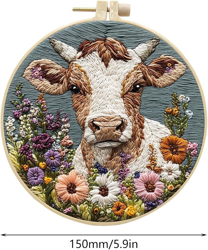Qcbuegof Relaxing Embroidery Set Includes All Tools and Guide for Stress Relief Home Craft Embroidery Pattern