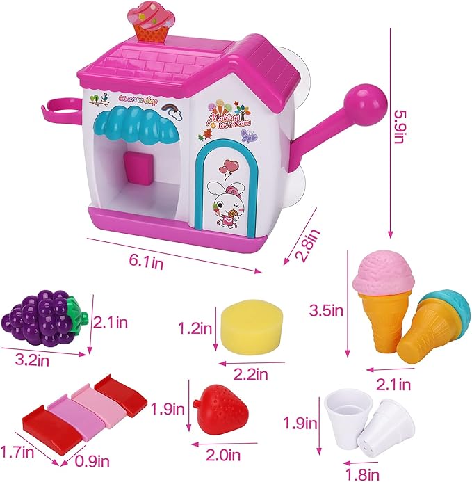 AugToy Bath Toys for Toddlers 3-5 Years, Ice Cream Foam Maker Bath Toys for Kids Ages 4-8, Bubble Pretend Cake Play Set Bathtub Toys Age 3 4 5 Year Old Girls Boys Valentines Birthday Gifts Idea