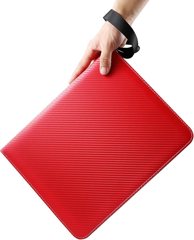 WOT I Trading Card Binder, 900 Pockets Baseball Card Binder Sleeves with Zipper, Double Sided Pockets Card Holder Carry Card Case for Baseball Card, Football Card(Red) WO-CB-9-7