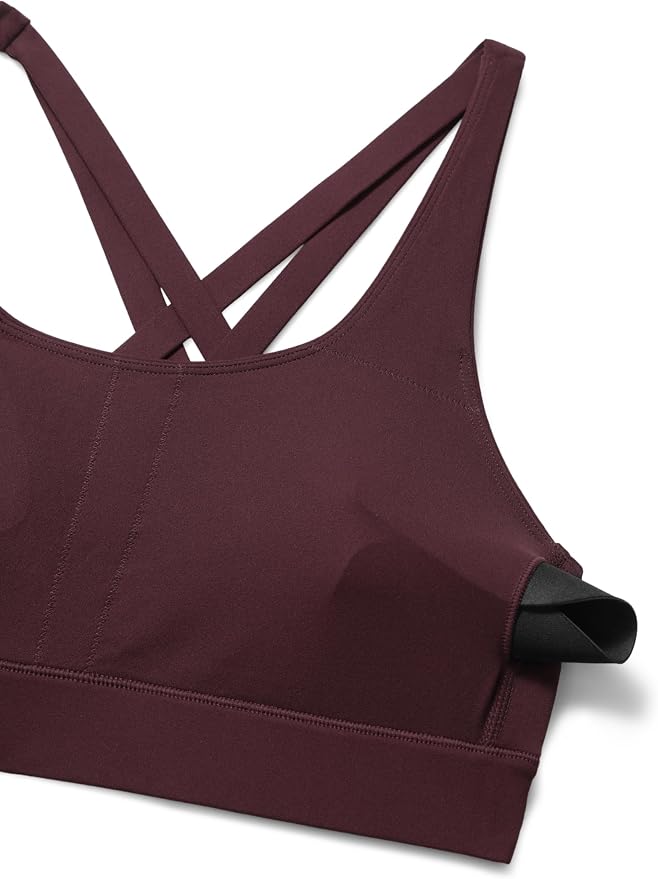 CRZ YOGA Butterlift Wide Criss Cross Straps Supportive Sports Bras for Women - Medium Impact Strappy Gym Padded Workout Top