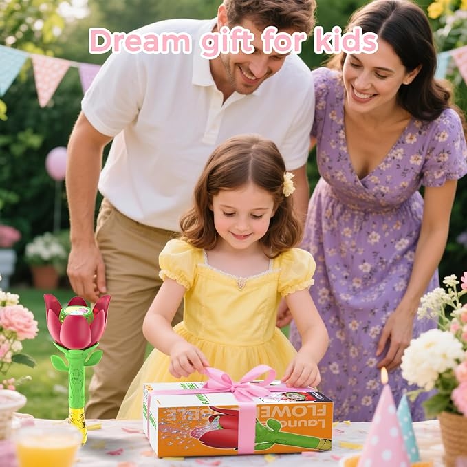 Bubble Wand Blower for Kids Handheld Lotus Bubble Wand Automatic Bubble Machine with Battery/Light/10000+Bubbles/Bubble Solution Bubble Toy for Girl Boys Party Weddings Outdoor Indoor (Red-3099)