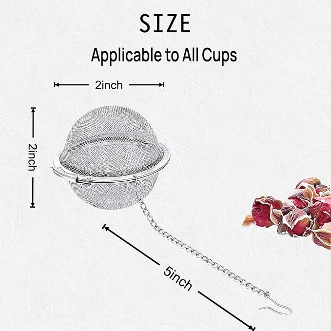 8Pcs Tea Infuser for Loose Leaf Tea, 304 Stainless Steel Tea Ball with Extra-Fine Mesh, Reusable Tea Strainer for Mug & Teapot, Tea Diffuser for Herbal Tea & Spices