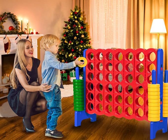 Safeplus Giant 4 in A Row Classic Game Set, 47” Jumbo 4-to-Score Toy Set,Fun Indoor & Outdoor Connect Four Games for Kids Adults Family Party