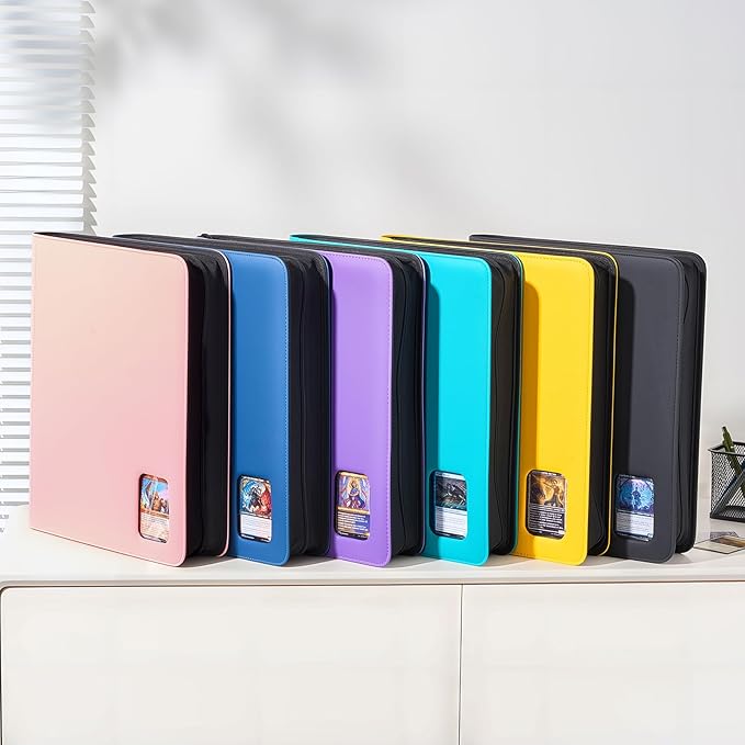 ProCase Top Loader Binder, 9 Pocket Holds 324 Toploaders, Waterproof PU Leather with Non-PVC Pockets for Trading Cards or Sports Cards, Compatible with TCG, MTG in 3"x4" Toploader -Pink