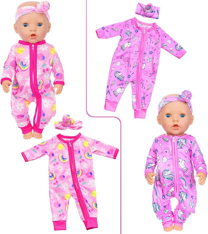 ZITA ELEMENT 5 Sets 14-18 Inch Baby Doll Clothes Outfits Casual Wear for 17 Inch Baby Doll Clothes 10 Pcs Doll Clothes and Accessories for 15 Inch Doll to 18 Inch Doll