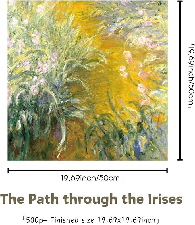 The Path Through The Irises by Claude Monet Jigsaw Puzzles 500 Pieces Puzzles for Adults Art Puzzles Famous Paintings Oil Painting Puzzle 500 Pieces Finished Size 19.69″ x 19.69″